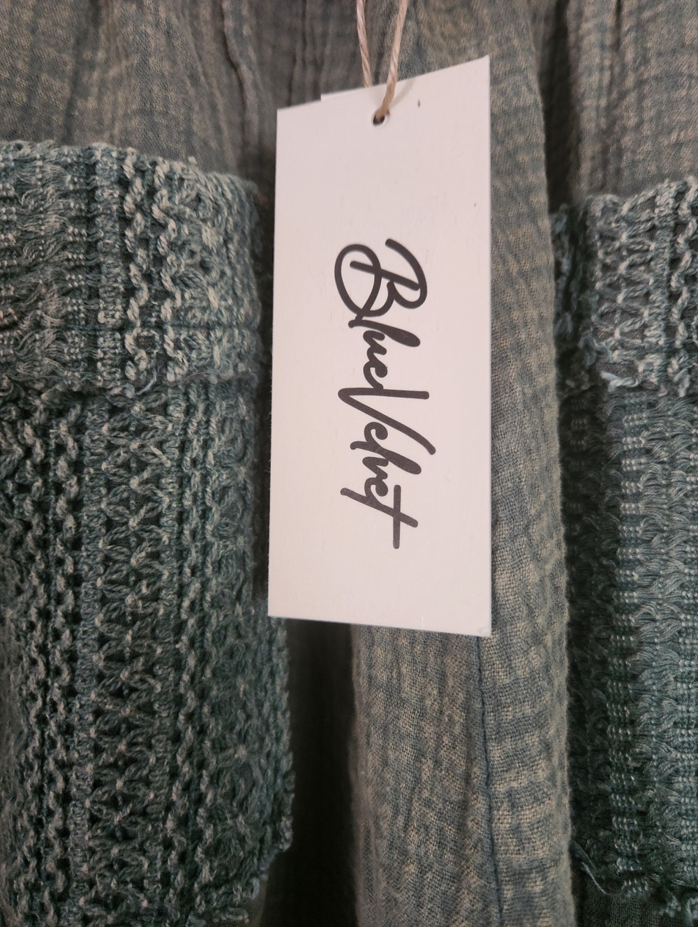 Blue Velvet Olive Patchwork Drawstring Pants - Picture 4 of 11